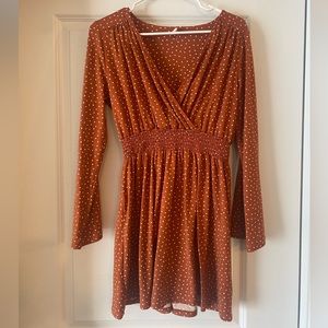 Boutique Orange and White Polka Dot Dress